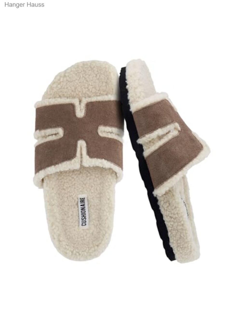 Faux Shearling Slide Slippers with Memory Foam & Non-Slip Sole